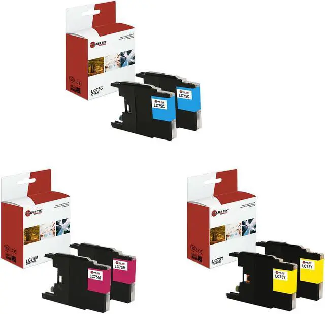 Main image of Laser Tek Services Compatible Ink Cartridge Replacement for Brother LC-75 LC75C LC75M LC75Y Works with Brother MFCJ6510DW J6710DW Printers (Cyan, Magenta, Yellow, 6 Pack)