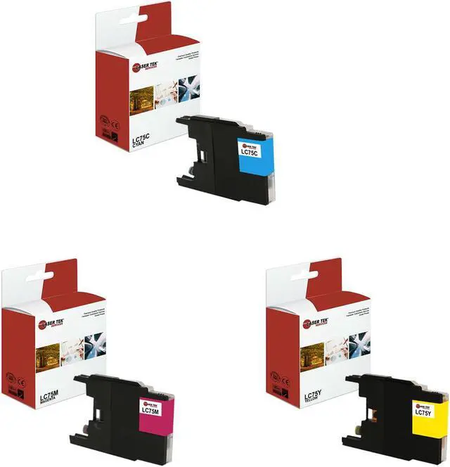 Alt view image 3 of 5 - Laser Tek Services® Color Brother LC-75C LC-75M LC-75Y - 3 Pack Value Pack (1C, 1M, 1Y)