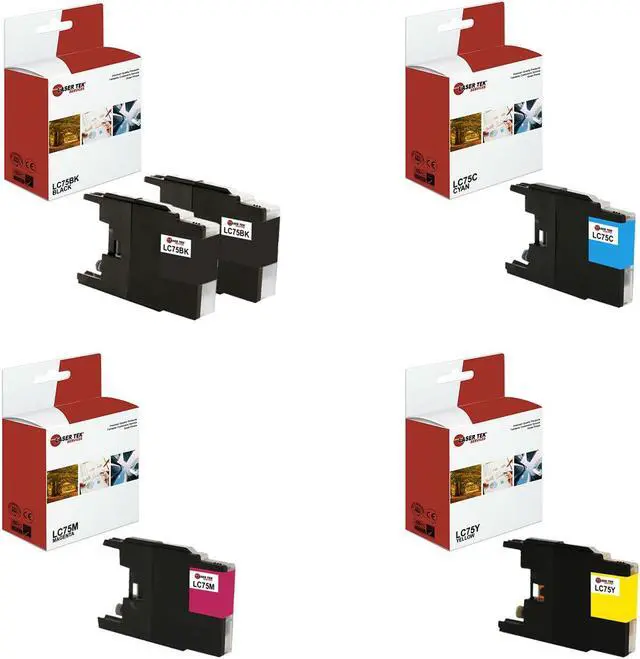 Alt view image 2 of 5 - Black and Color Brother LC-75BK LC-75C LC-75M LC-75Y (2BK, 1C, 1M, 1Y)