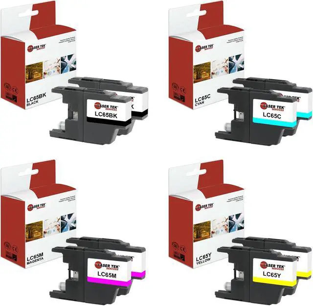 Main image of Laser Tek Services Compatible Ink Cartridge Replacement for Brother LC-65 LC65BK LC65C LC65M LC65Y Works with Brother MFC5890CN 5895CW Printers (Black, Cyan, Magenta, Yellow, 8 Pack)