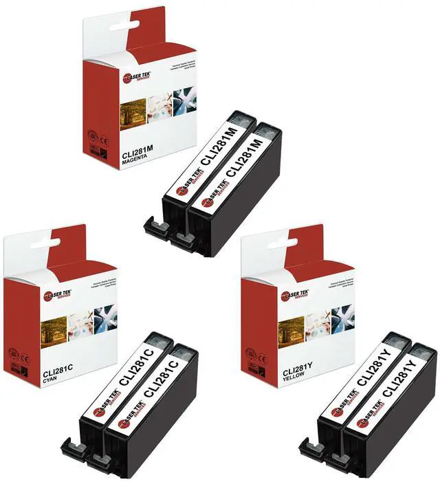 Main image of Laser Tek Services Compatible High Yield Ink Cartridge Replacement for Canon CLI-281 CLI281C CLI281M CLI281Y Works with Canon Pixma TR7520 TR8520 TS6120 Printers (Cyan, Magenta, Yellow, 6 Pack)