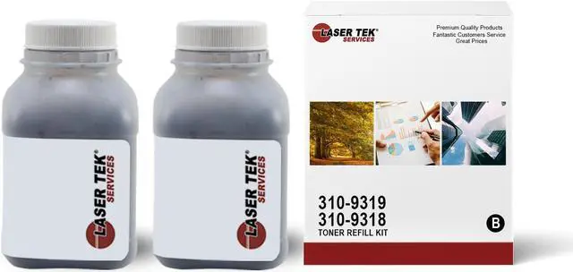 Main image of Laser Tek Services ® 2 Pack Black Toner Refill Kit with reset chip for the Dell 1125 310-9319 310-6640 TX300 XP407