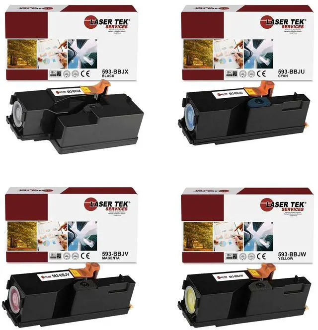 Main image of Laser Tek Services Compatible Toner Cartridge Replacement for Dell E525 593-BBJX 593-BBJU 593-BBJV 593-BBJW Works with Dell Multi-Function E525w Printers (Black, Cyan, Magenta, Yellow, 4 Pack)