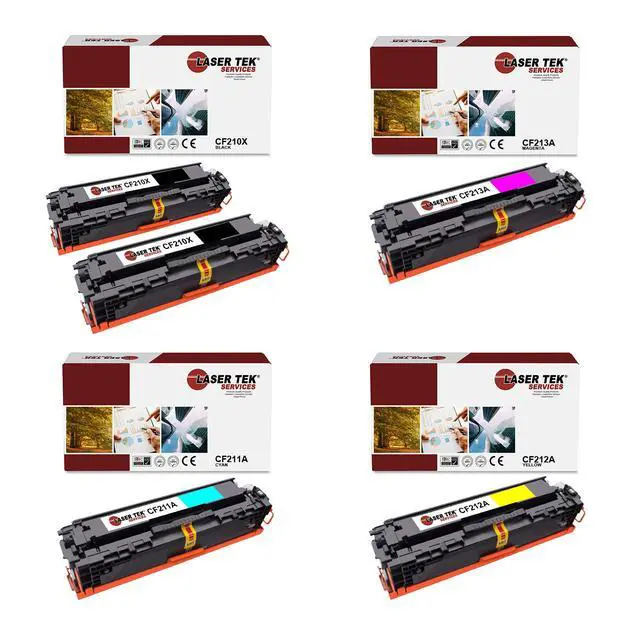 Alt view image 6 of 7 - Laser Tek Services Compatible HP 131X CF210X CF211A CF212A CF213A High Yield Toner Cartridge Replacement for HP Laserjet Pro 200 Color M251n Printers (2 Black, 1 Cyan, 1 Magenta, 1 Yellow, 5 Pack)