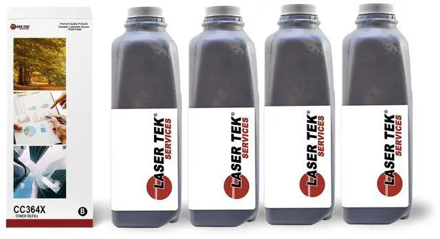 Main image of Laser Tek Services® Toner Refill Kit 4 pack for HP CC364A (HP 64A) HP CC364X (HP 64X) Cartridge Laser Jet P4014 P4015
