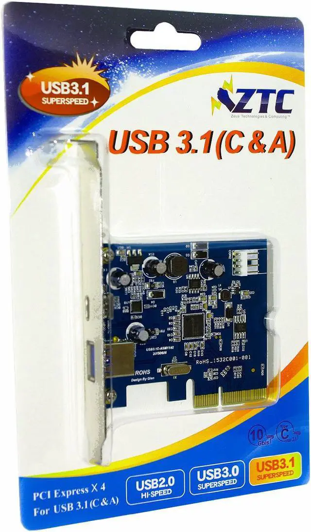 Main image of ZTC Sky USB 3.1 Add-On PCIe Card High Speed Dual C and A USB ports Model ZTC-PCIE001-C3