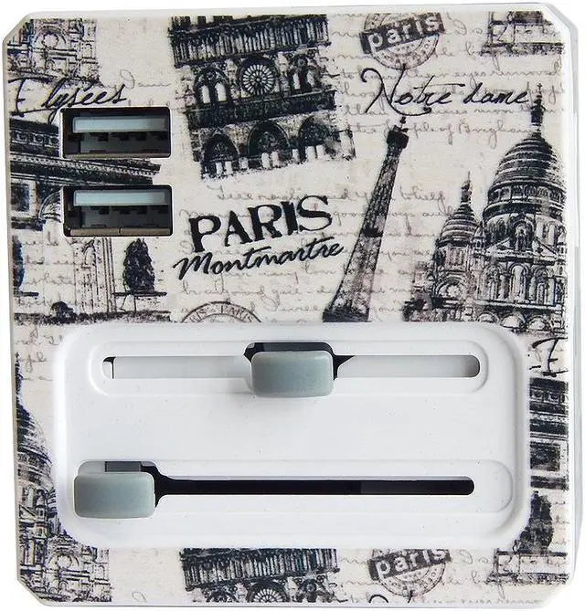 Alt view image 5 of 10 - Retro Series Worldwide Travel Power Adapter with 2 USB ports 5V / 2.1A - Paris Edition Model A7-RetroPar