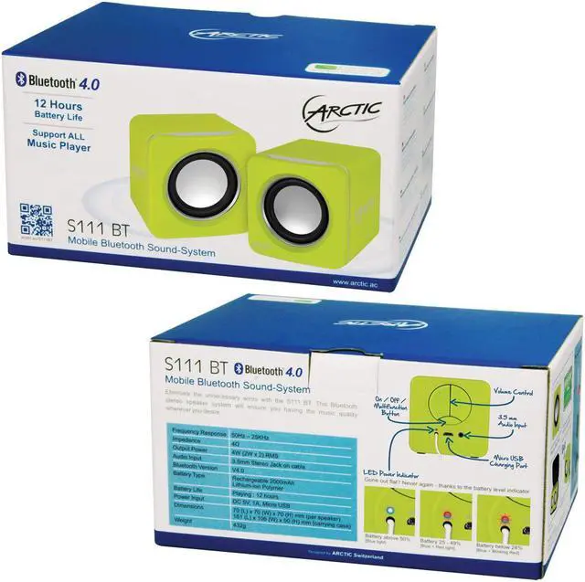 Alt view image 7 of 7 - Arctic S111 BT Mobile Bluetooth Sound system Color Lime Model SPASO-SP009LM-GBA01