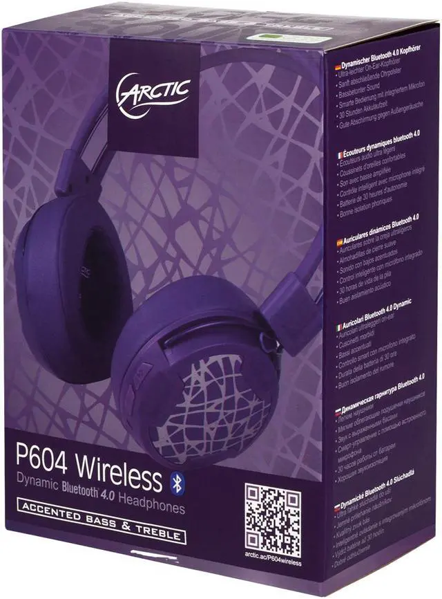Alt view image 7 of 7 - ARCTIC P604 Wireless , Dynamic Bluetooth 4.0 Headphones, On-Ear Design with Smart Control and Integrated Microphone, 30 Hours Battery Life Color Purple Model ASHPH00015A