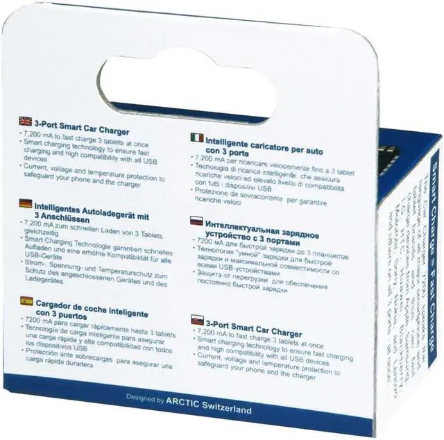 Alt view image 5 of 7 - ARCTIC Car Charger 7200 - 3-Port UBS Fast Charger for Cars - Smart Cigarette Charger for for Apple iPhone 5/5S/5C, iPad, iPod, Samsung Galaxy S6/S5/S4/S3, Tab 3, Note 3/2, Google Nexus 7 and More