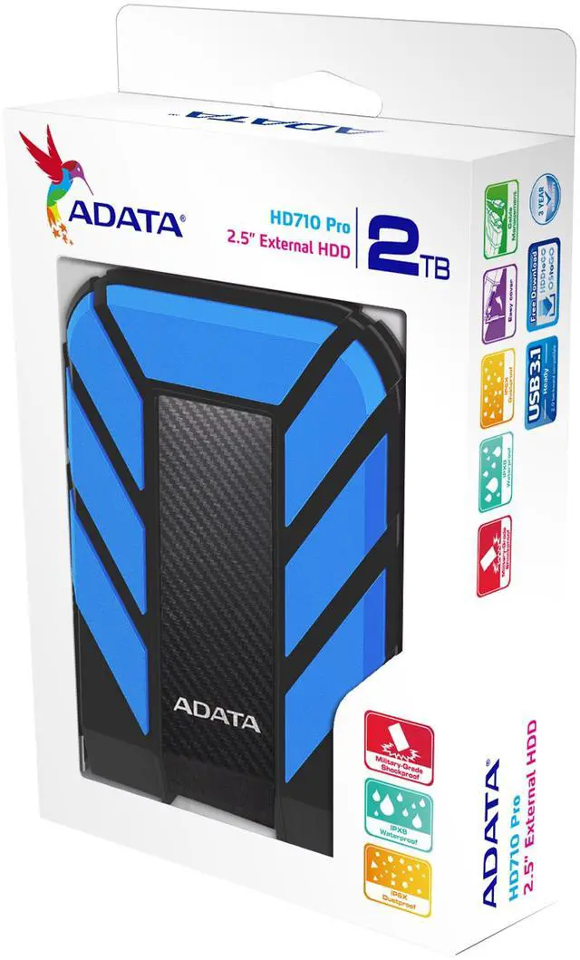 Alt view image 2 of 18 - ADATA 2TB HD710 Pro USB3.1 2.5" Portable Blue Hard Drive Model AHD710P-2TU31-CBL