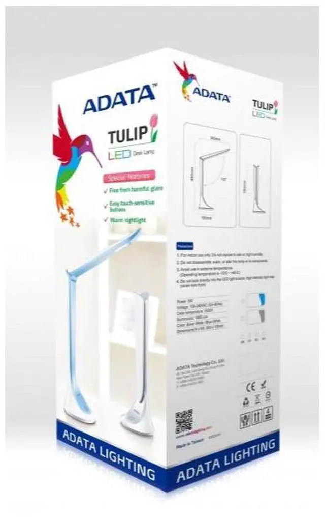 Alt view image 3 of 7 - AData Tulip LED Desk Lamp DD300 White/Blue