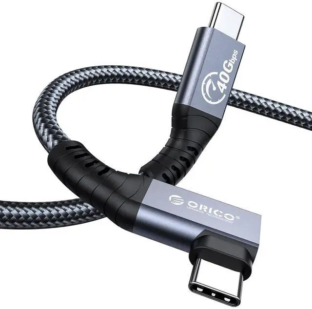Main image of ORICO Cable Compatible with Thunderbolt 4 Right Angle 6.56Ft,40Gbps USB C to USB C Cable, 100W Charging/Diaply 8K@60Hz Compitable with MacBooks iPad Pro, Thunderbolt 4/3 and USB-C Device