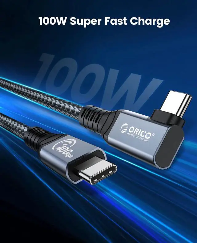Alt view image 4 of 7 - ORICO Cable Compatible with Thunderbolt 4 Right Angle 6.56Ft,40Gbps USB C to USB C Cable, 100W Charging/Diaply 8K@60Hz Compitable with MacBooks iPad Pro, Thunderbolt 4/3 and USB-C Device