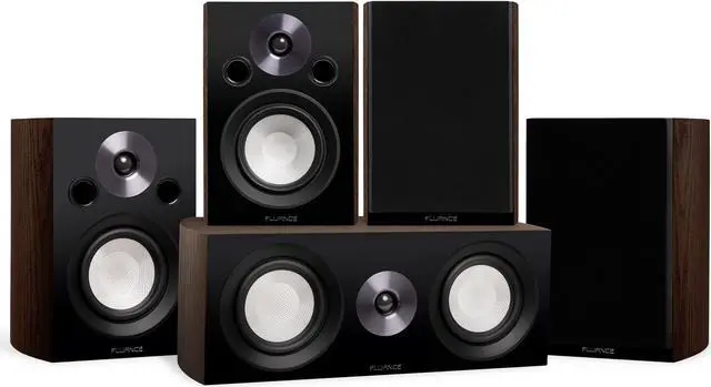 Main image of Fluance Reference Compact Surround Sound Home Theater 5.0 Channel Speaker System including 2-Way Bookshelf, Center Channel and Rear Surround Speakers - Natural Walnut (X850WC)