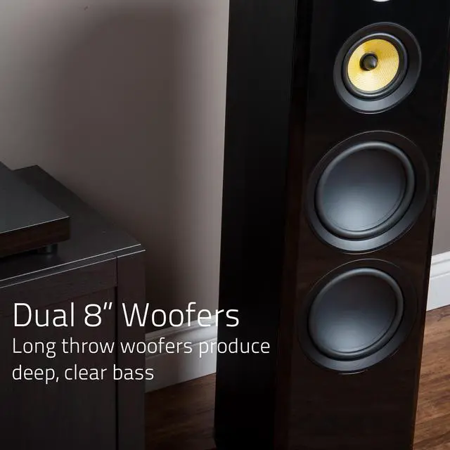 Alt view image 10 of 15 - Fluance Signature HiFi 3-Way Floorstanding Tower Speakers with Dual 8" Woofers for 2-Channel Stereo Listening or Home Theater System - Black Ash/Pair (HFF)