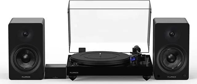 Main image of Fluance Reference RT84 High Fidelity Vinyl Turntable (Piano Black), PA10 Phono Preamp and Ai41 Powered 5" Bookshelf Speakers (Black Ash), Ortofon 2M Blue Cartridge, 90W Class D Amplifier, Bluetooth