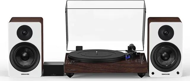 Main image of Fluance Reference RT84 High Fidelity Vinyl Turntable (Natural Walnut), PA10 Phono Preamp, Ai41 Powered 5" Bookshelf Speakers (White Walnut), Ortofon 2M Blue Cartridge, 90W Class D Amplifier, Bluetooth