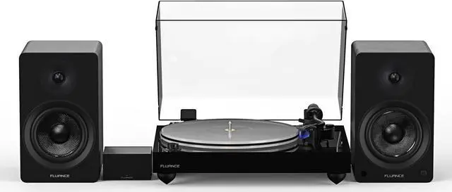 Main image of Fluance Reference RT85 High Fidelity Vinyl Turntable (Piano Black), PA10 Phono Preamp and Ai41 Powered 5" Bookshelf Speakers (Black Ash), Ortofon 2M Blue Cartridge, 90W Class D Amplifier, Bluetooth