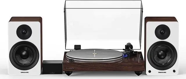 Main image of Fluance Reference RT85 High Fidelity Vinyl Turntable (Natural Walnut), PA10 Phono Preamp, Ai41 Powered 5" Bookshelf Speakers (White Walnut), Ortofon 2M Blue Cartridge, 90W Class D Amplifier, Bluetooth