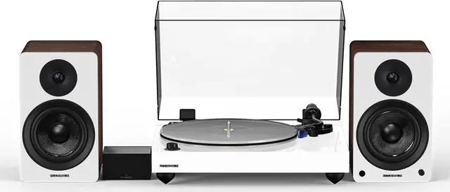 Main image of Fluance Reference RT85 High Fidelity Vinyl Turntable (White), PA10 Phono Preamp, Ai41 Powered 5" Bookshelf Speakers (White Walnut), Ortofon 2M Blue Cartridge, 90W Class D Amplifier, Bluetooth