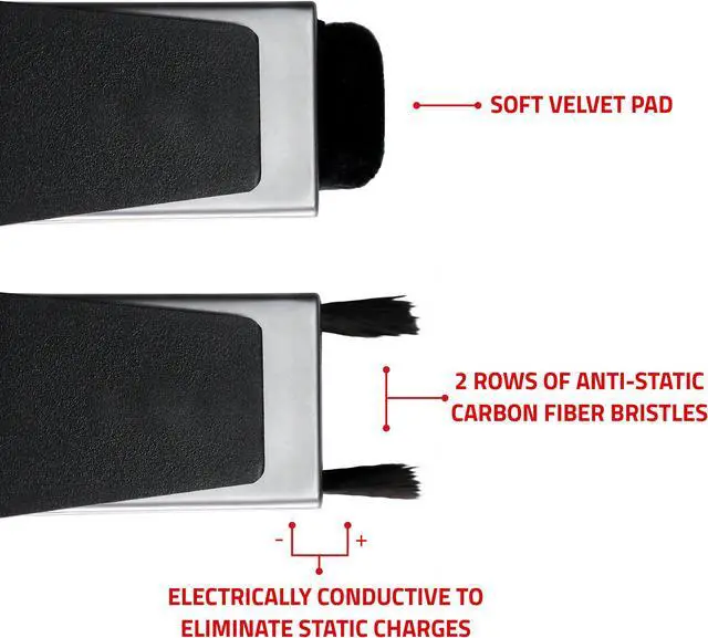 Alt view image 11 of 13 - Fluance Vinyl Record & Stylus Cleaning Kit with 2-in-1 Anti-static Carbon Fiber & Soft Velvet LP Brush and Stylus Brush (VB52)