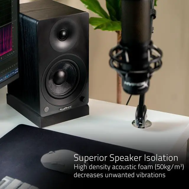 Alt view image 2 of 7 - Fluance High Density Acoustic Foam Isolation Pads for Bookshelf Speakers and Studio Monitors, 8.5" x 6.35", Improved Sound, Vibration Damping, Multiple Listening Angles - Pair (SP03)