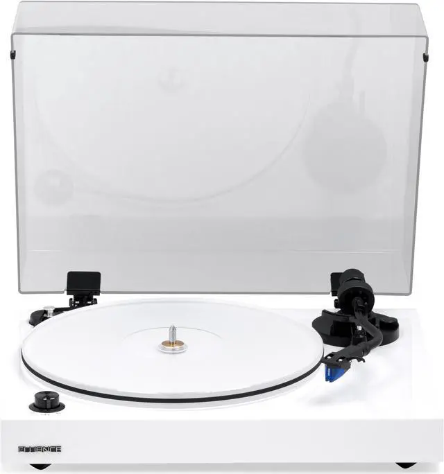 Alt view image 5 of 7 - Fluance RT85 Reference High Fidelity Vinyl Turntable Record Player with Ortofon 2M Blue Cartridge, Acrylic Platter, Speed Control Motor High Mass MDF Wood Plinth Vibration Isolation Feet - Piano White
