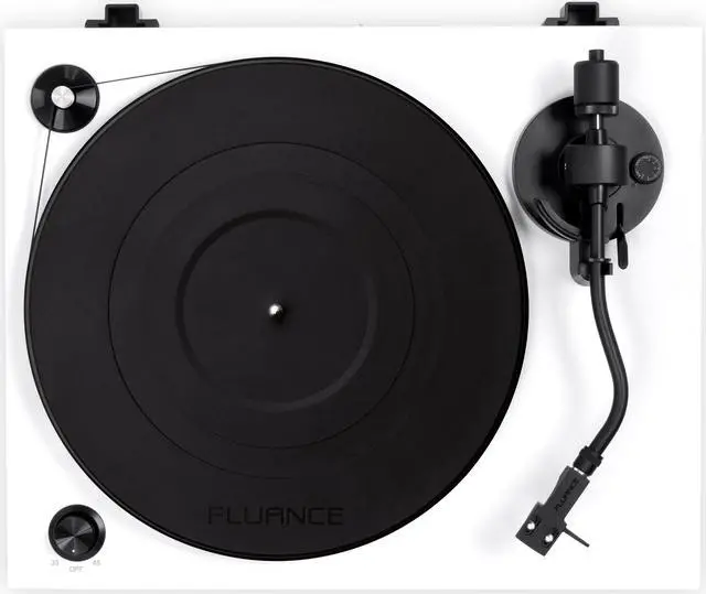 Alt view image 6 of 7 - Fluance RT82 Reference High Fidelity Vinyl Turntable Record Player with Ortofon OM10 Cartridge, Speed Control Motor, High Mass MDF Wood Plinth, Vibration Isolation Feet - Piano White