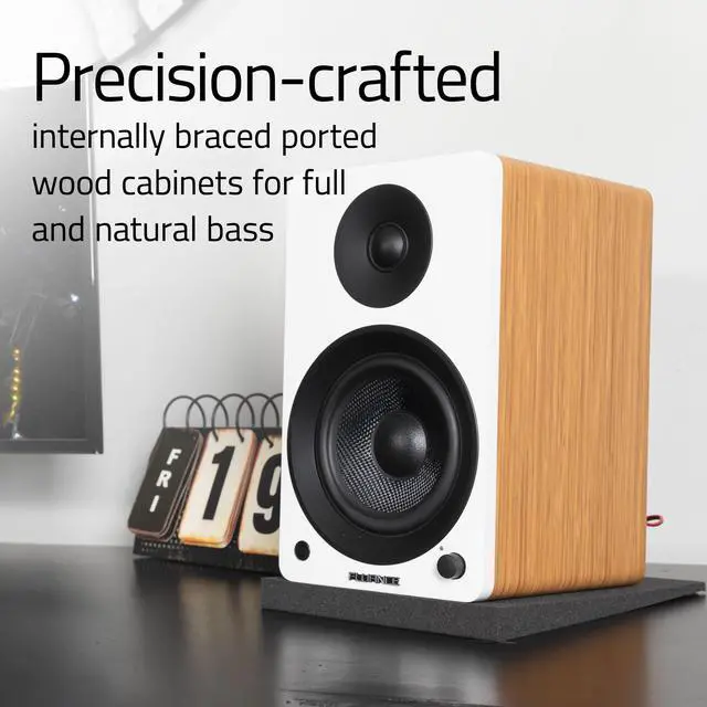Alt view image 4 of 7 - Fluance Ai41 Powered 2-Way 2.0 Stereo Bookshelf Speakers with 5" Drivers, 90W Amplifier for Turntable, TV, PC and Bluetooth 5 Wireless Music Streaming with RCA, Optical & Subwoofer Out (Black Ash)