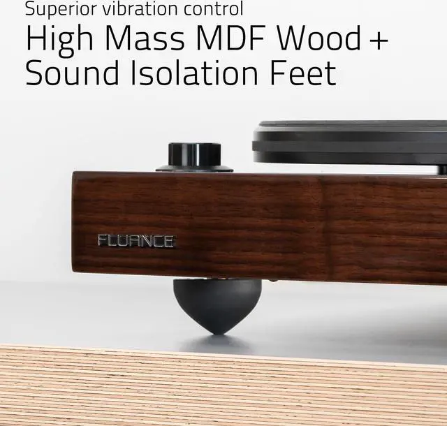 Alt view image 4 of 7 - Fluance RT83 Reference High Fidelity Vinyl Turntable Record Player with Ortofon 2M Red Cartridge, Speed Control Motor, High Mass MDF Wood Plinth, Vibration Isolation Feet - Bamboo