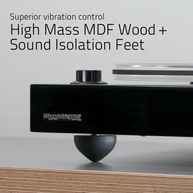 Alt view image 10 of 13 - Fluance RT85 Reference High Fidelity Vinyl Turntable Record Player with Ortofon 2M Blue Cartridge, Acrylic Platter, Speed Control Motor, High Mass MDF Wood Plinth, Vibration Isolation Feet - Walnut