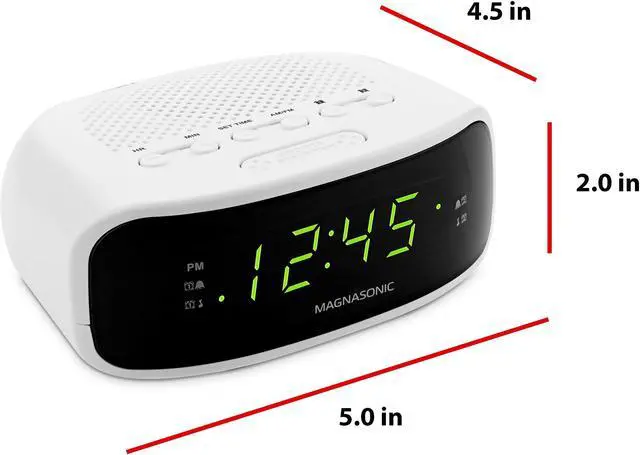 Alt view image 8 of 10 - Magnasonic Digital AM/FM Clock Radio with Battery Backup, Dual Alarm, Sleep & Snooze Functions, Display Dimming Option (EAAC201)