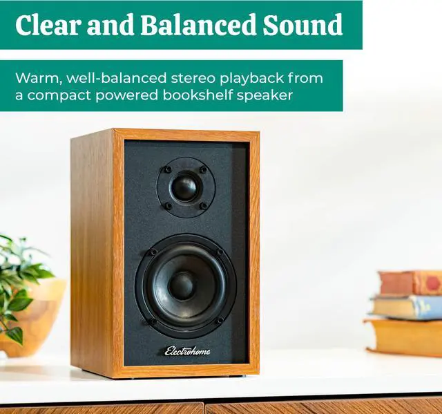Alt view image 2 of 7 - Electrohome Berkeley 2.0 Stereo Powered Bookshelf Speakers with Built-in Amplifier and 3" Drivers for Turntable, TV, PC and Wireless Music Streaming featuring Bluetooth 5, RCA and Aux (EB20)