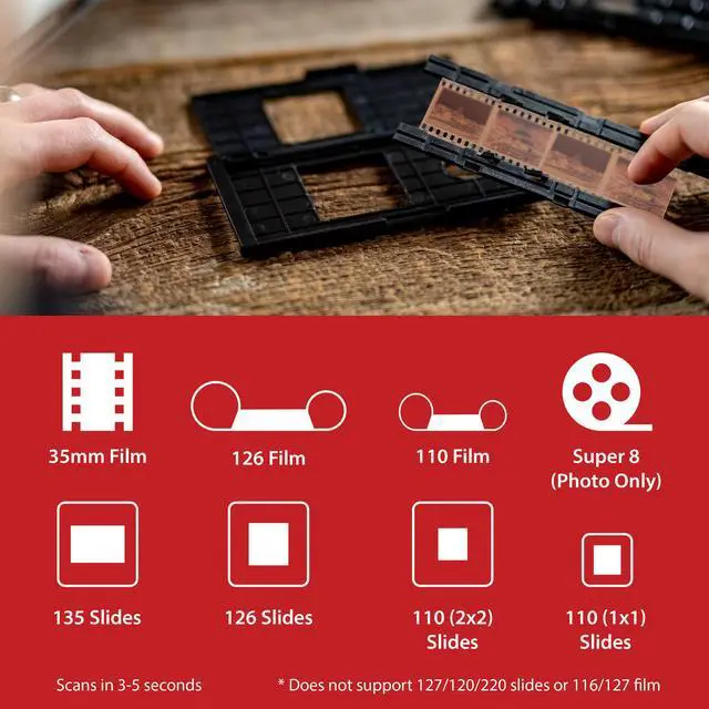 Alt view image 4 of 7 - Magnasonic 25MP Film Scanner with Large 5" Display & HDMI, Long Tray Slide Film Holders, Converts 35mm/126/110/Super 8 Film & 135/126/110 Slides into Digital Photos, Built-in Memory (FS70ST01)