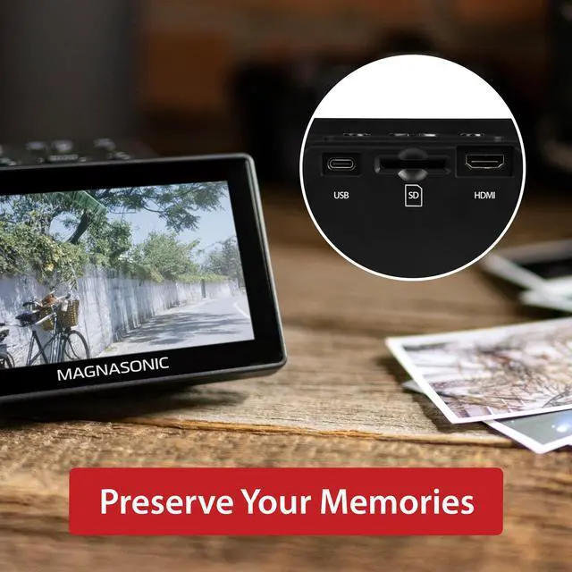 Alt view image 2 of 7 - Magnasonic 25MP Film Scanner with Large 5" Display & HDMI, Long Tray Slide Film Holders, Converts 35mm/126/110/Super 8 Film & 135/126/110 Slides into Digital Photos, Built-in Memory (FS70ST01)