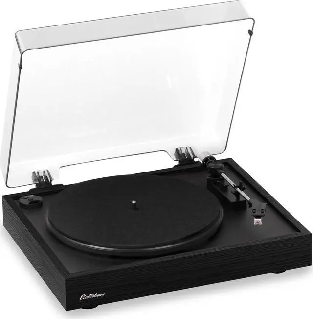 Main image of Electrohome Montrose Vinyl Record Player 2-Speed Belt-Drive Turntable, with Audio-Technica Stylus, Speed Control Motor, Built-in Preamp, Wood Plinth, Anti-resonant Platter, Auto-Stop (RR35B)