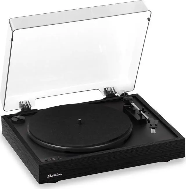 Main image of Electrohome Montrose Wireless Vinyl Record Player 2-Speed Belt-Drive Turntable, with Audio-Technica Stylus, Bluetooth, Vinyl-to-MP3 Recording, Speed Control Motor, Built-in Preamp, Wood Plinth (RR36B)