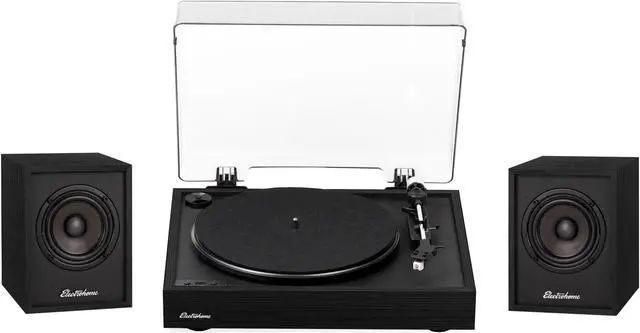 Main image of Electrohome Montrose Wireless Upgradable Vinyl Record Player, with Huntley, Powered Bluetooth Bookshelf Speakers, 3" Driver, for Natural Acoustics, Black