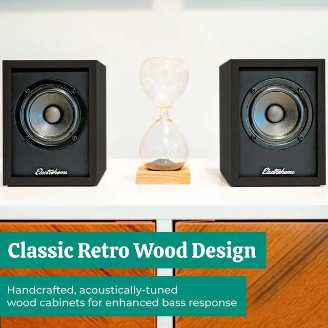 Alt view image 3 of 7 - Electrohome Montrose Wireless Upgradable Vinyl Record Player, with Huntley, Powered Bluetooth Bookshelf Speakers, 3" Driver, for Natural Acoustics, Black