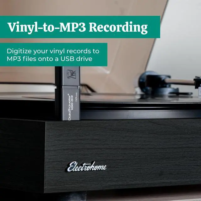 Alt view image 5 of 7 - Electrohome Montrose Wireless Upgradable Vinyl Record Player with Berkeley, Powered Bluetooth Bookshelf Speakers, 1" Tweeter & 3" Driver, for Natural Acoustics, Black