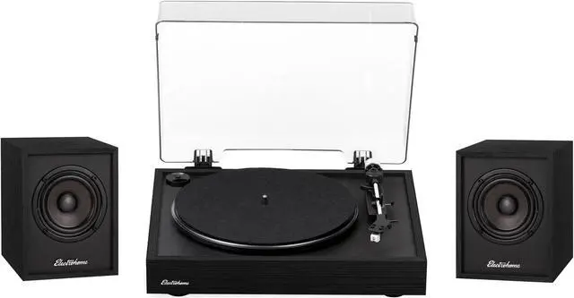 Main image of Electrohome Montrose, Upgradable Vinyl Record Player with Huntley, Powered Bluetooth Bookshelf Speakers, 3" Driver, for Warm Natural Sound, Black