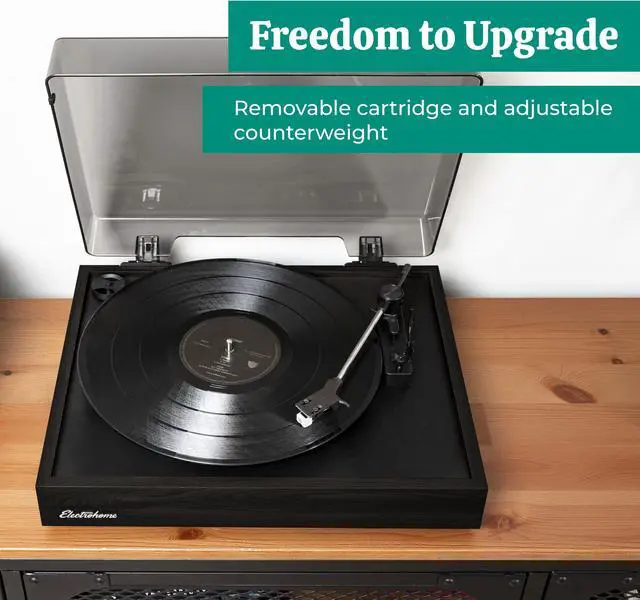 Alt view image 3 of 7 - Electrohome Montrose, Upgradable Vinyl Record Player with Huntley, Powered Bluetooth Bookshelf Speakers, 3" Driver, for Warm Natural Sound, Black