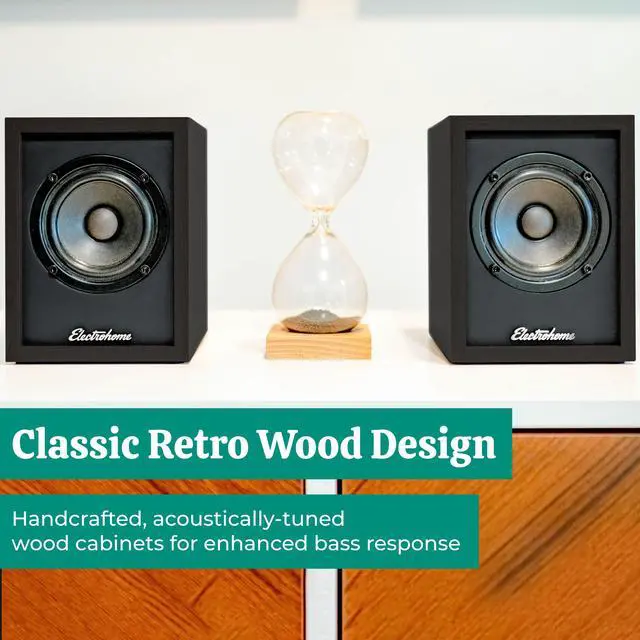 Alt view image 4 of 7 - Electrohome Montrose, Upgradable Vinyl Record Player with Huntley, Powered Bluetooth Bookshelf Speakers, 3" Driver, for Warm Natural Sound, Black