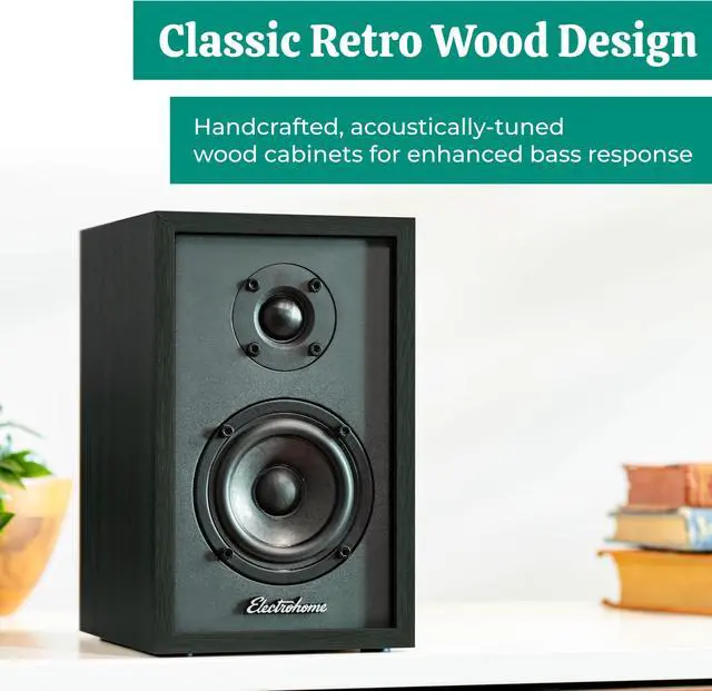 Alt view image 4 of 7 - Electrohome Montrose, Upgradable Vinyl Record Player with Berkeley, Powered Bluetooth Bookshelf Speakers, 1" Tweeter & 3" Driver, for Warm Natural Sound, Black