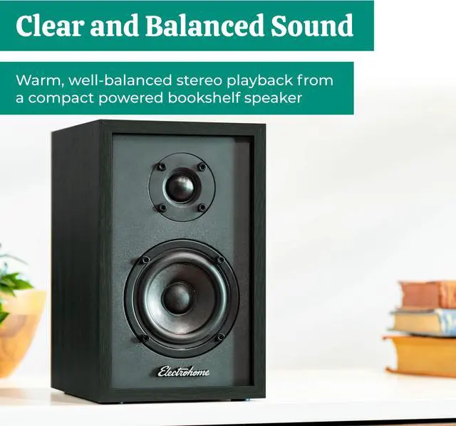 Alt view image 2 of 7 - Electrohome Berkeley 2.0 Stereo Powered Bookshelf Speakers with Built-in Amplifier and 3" Drivers for Turntable, TV, PC and Wireless Music Streaming featuring Bluetooth 5, RCA and Aux (EB20B)