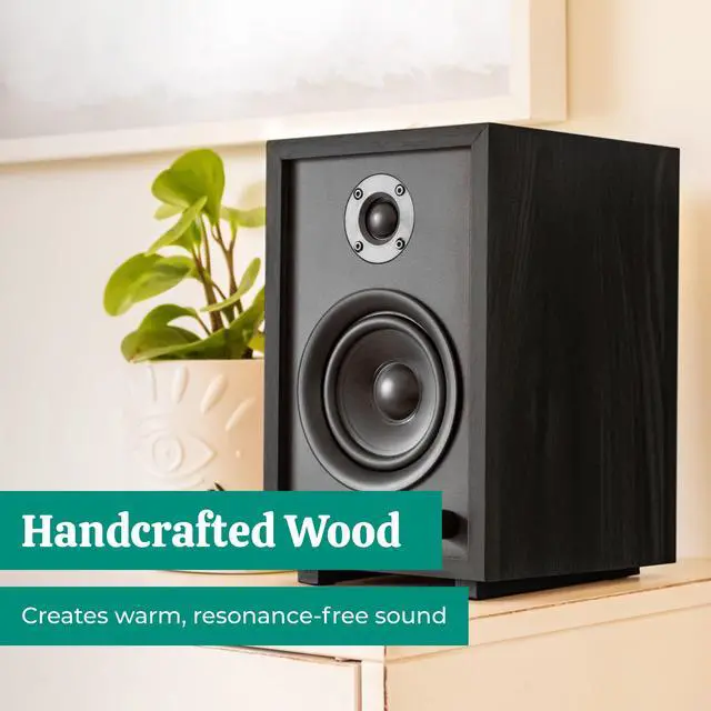 Alt view image 5 of 7 - Electrohome McKinley 2.0 Stereo Powered Bookshelf Speakers with Built-in Amplifier and 4" Drivers for Turntable, TV, PC and Wireless Music Streaming featuring Bluetooth 5, RCA and Aux (EB30B)