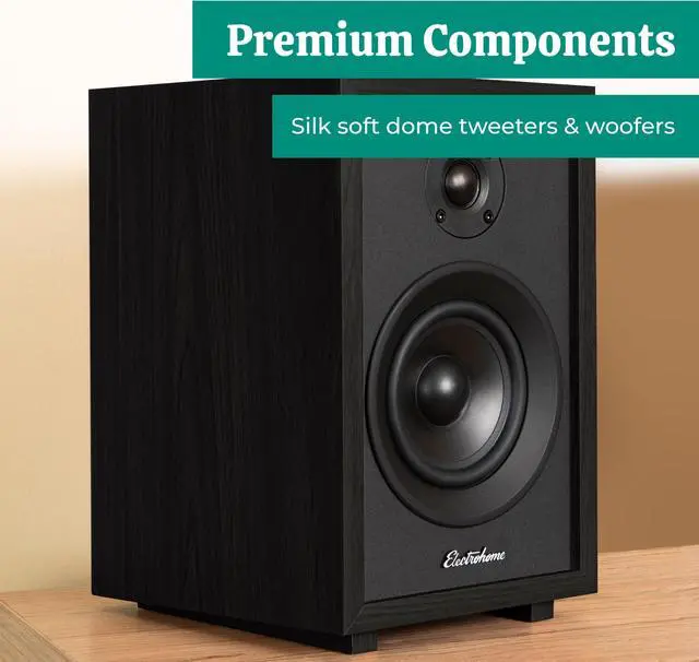 Alt view image 4 of 7 - Electrohome McKinley 2.0 Stereo Powered Bookshelf Speakers with Built-in Amplifier and 4" Drivers for Turntable, TV, PC and Wireless Music Streaming featuring Bluetooth 5, RCA and Aux (EB30B)