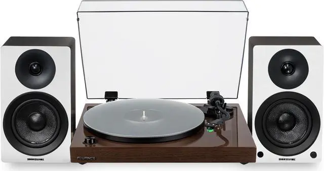 Main image of Fluance RT81+ Elite HiFi Vinyl Turntable (Walnut) and Ai41 Powered Bookshelf Speakers (White Walnut) Bundle: High Fidelity Sound, Integrated Amplifier, Audio Technica Cartridge