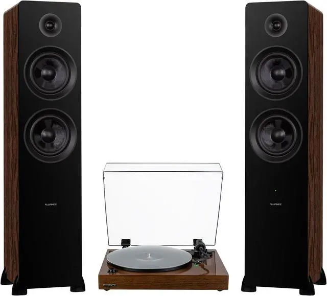 Main image of Fluance RT81+ Turntable and Ai81 Tower Speakers Bundle: High Fidelity Vinyl Playback & Powerful Stereo Sound, Integrated Amplifiers (Natural Walnut)